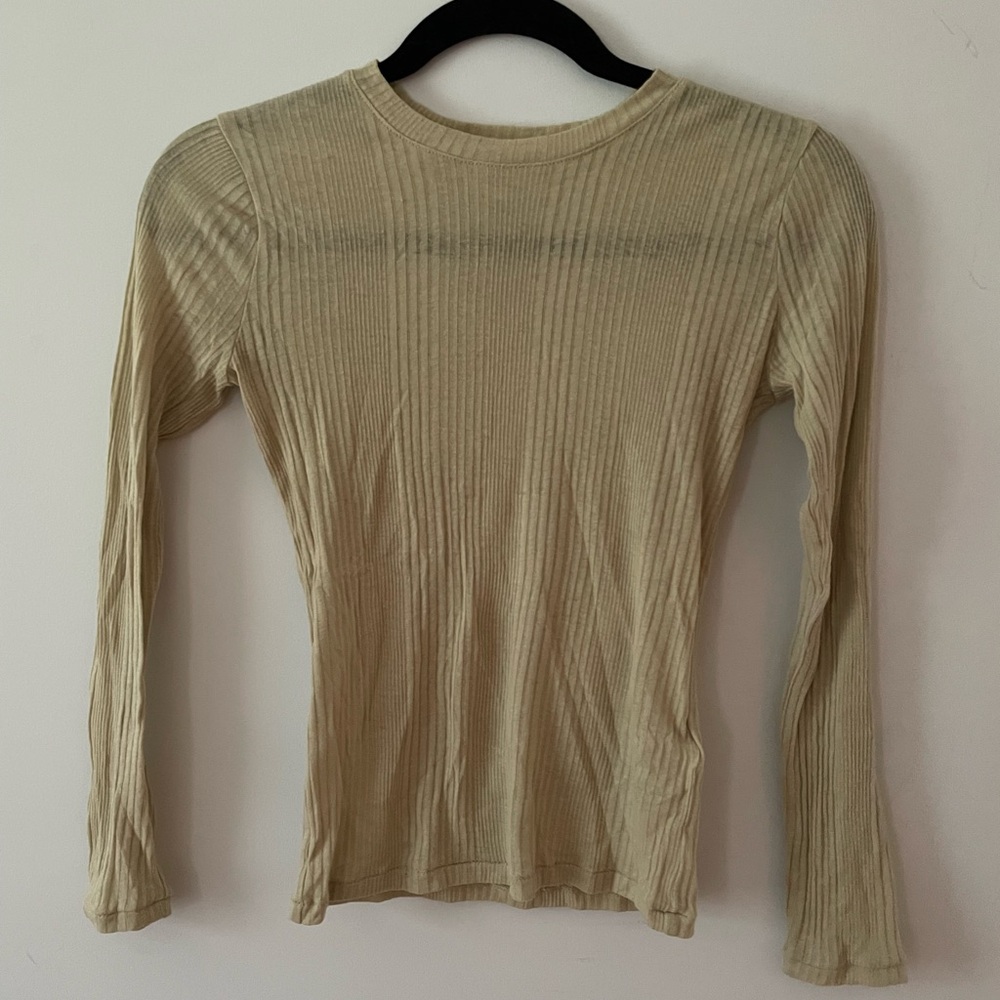 Madewell Ribbed Long Sleeve Top - Light Green